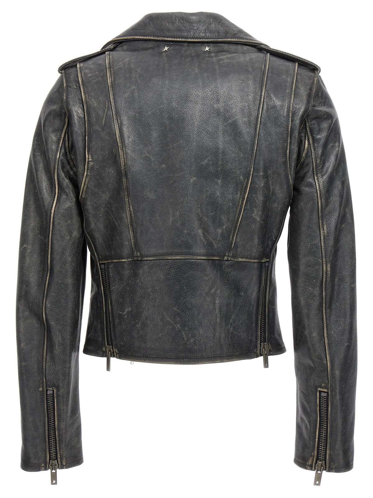 Blouson Golden Goose en cuir de vachette noir