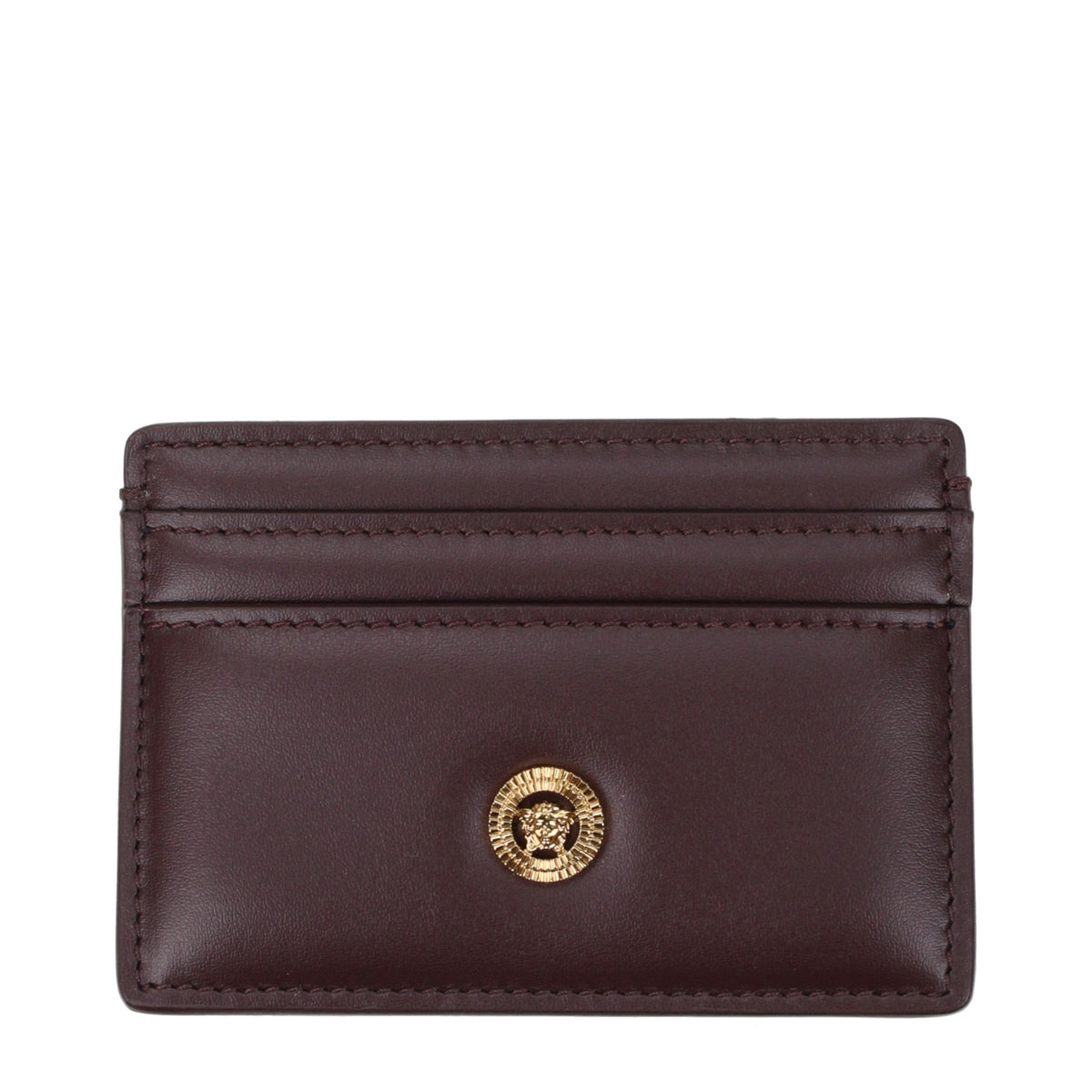 Étui à cartes en cuir marron Versace