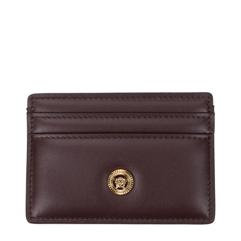 Étui à cartes en cuir marron Versace