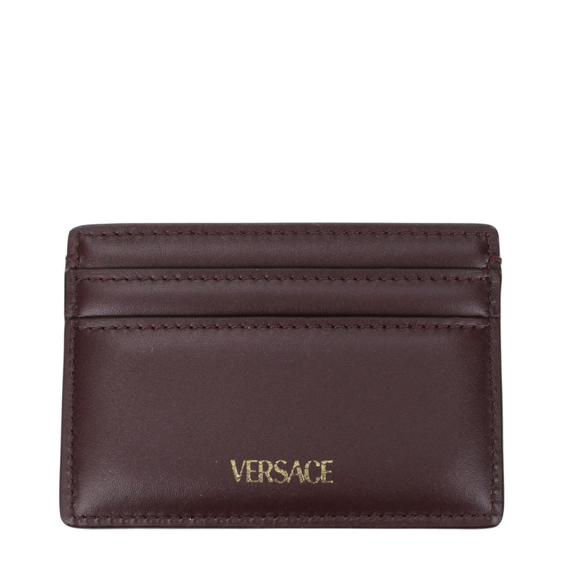 Étui à cartes en cuir marron Versace