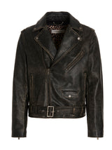 Blouson Golden Goose en cuir de veau noir