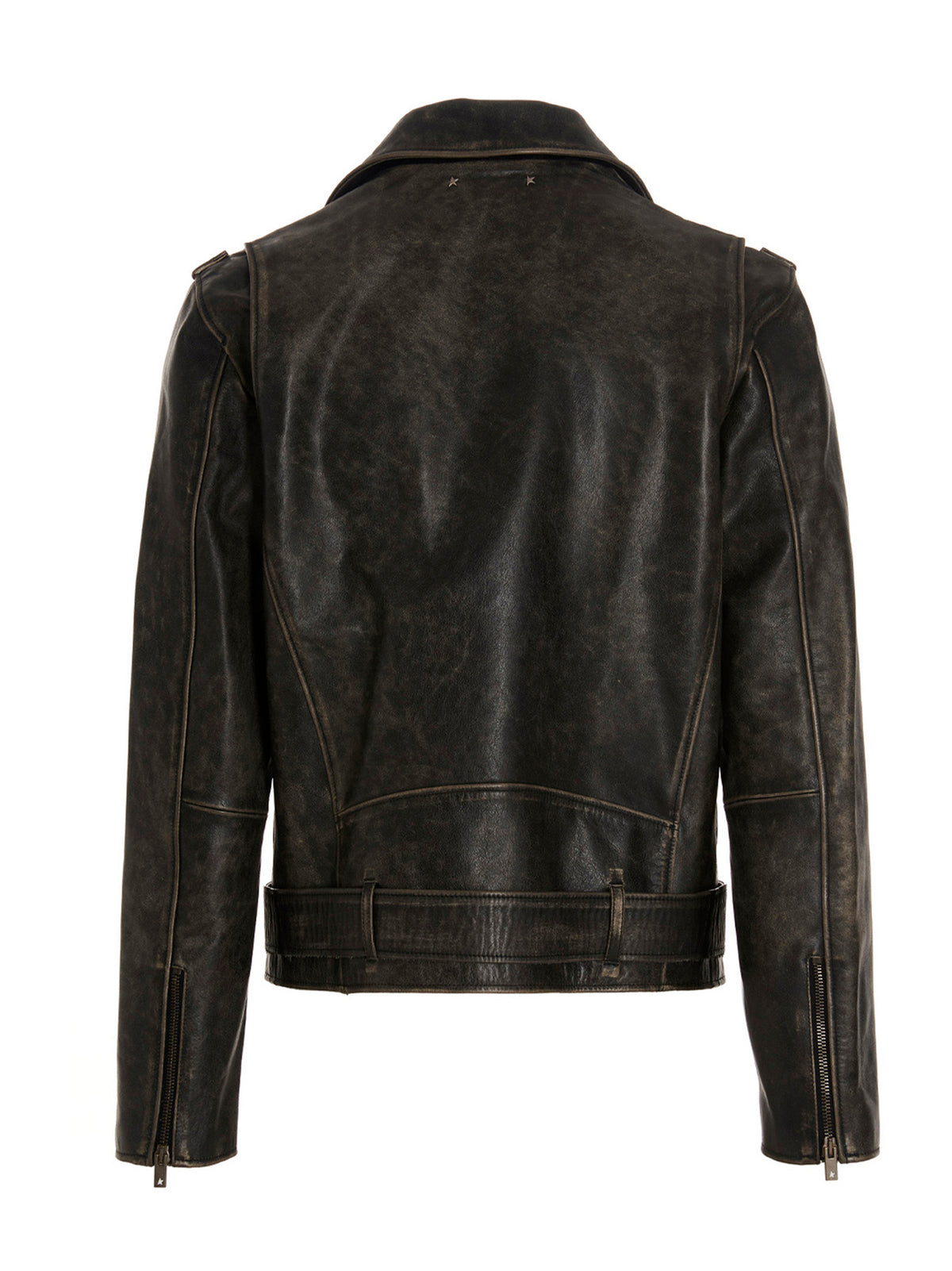 Blouson Golden Goose en cuir de veau noir