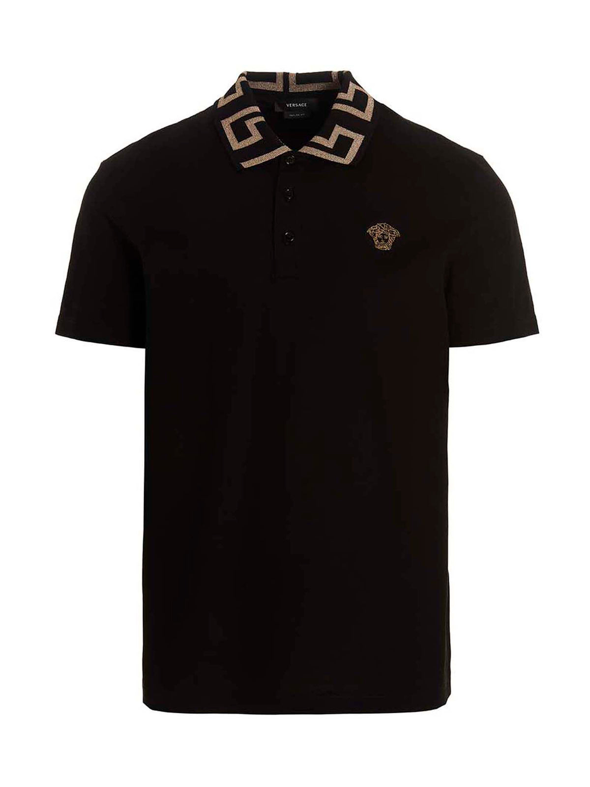 Versace Black Cotton Polo Shirt - Sophisticated Casual Wear
