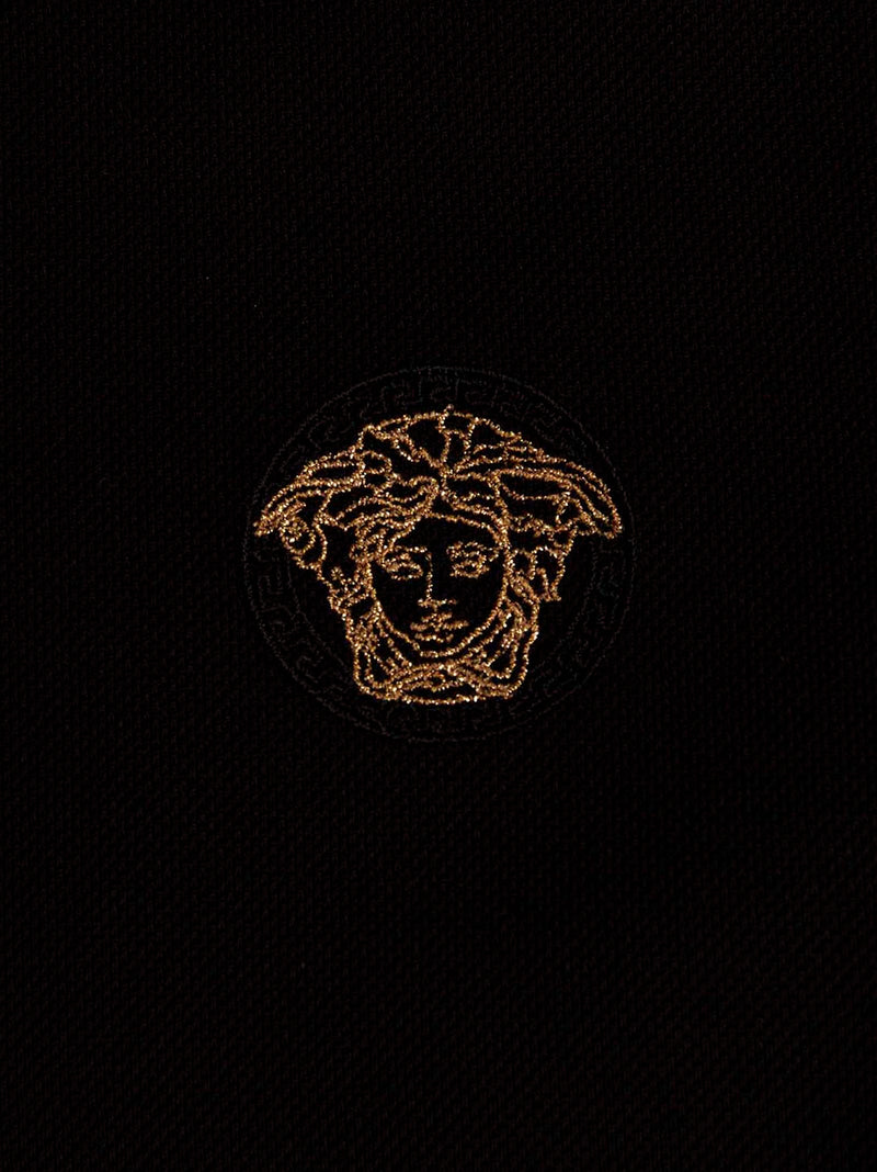 Versace Black Cotton Polo Shirt - Iconic Greca Design