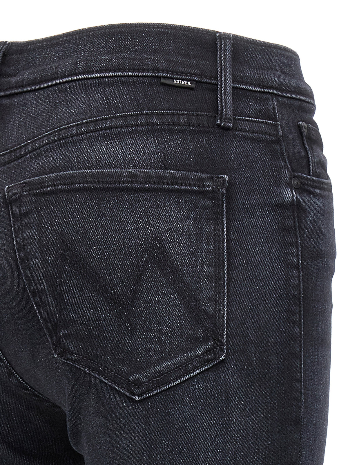 Mother Denim Black Cotton Slim Fit Jeans