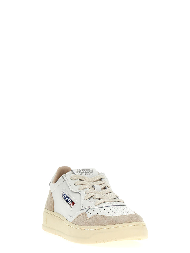Autry Medalist Low Beige Cowhide Low Top Sneakers for Women