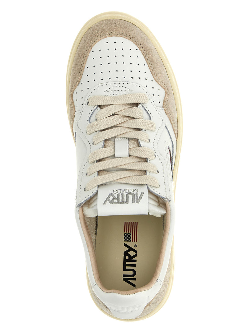 Autry Medalist Low Beige Cowhide Low Top Sneakers for Women