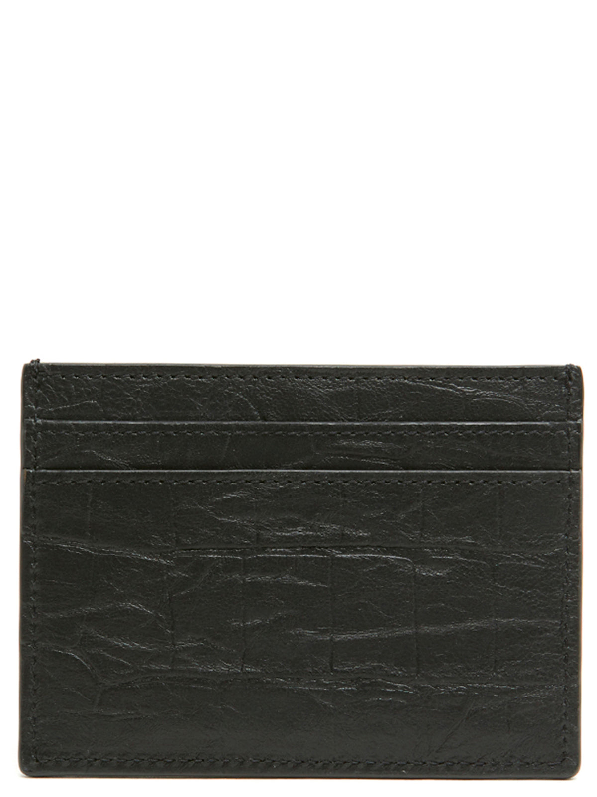Porte-cartes Saint Laurent en cuir d'agneau noir