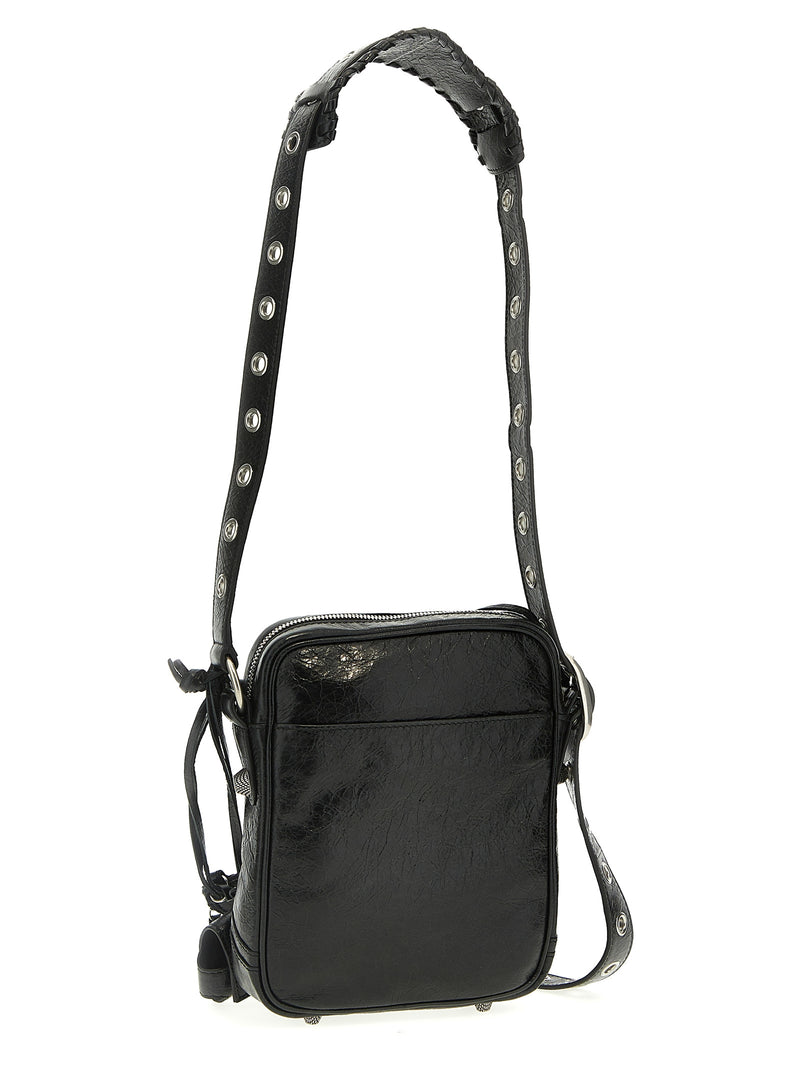 Balenciaga Le Cagole Men Black Lamb Leather Crossbody Bag