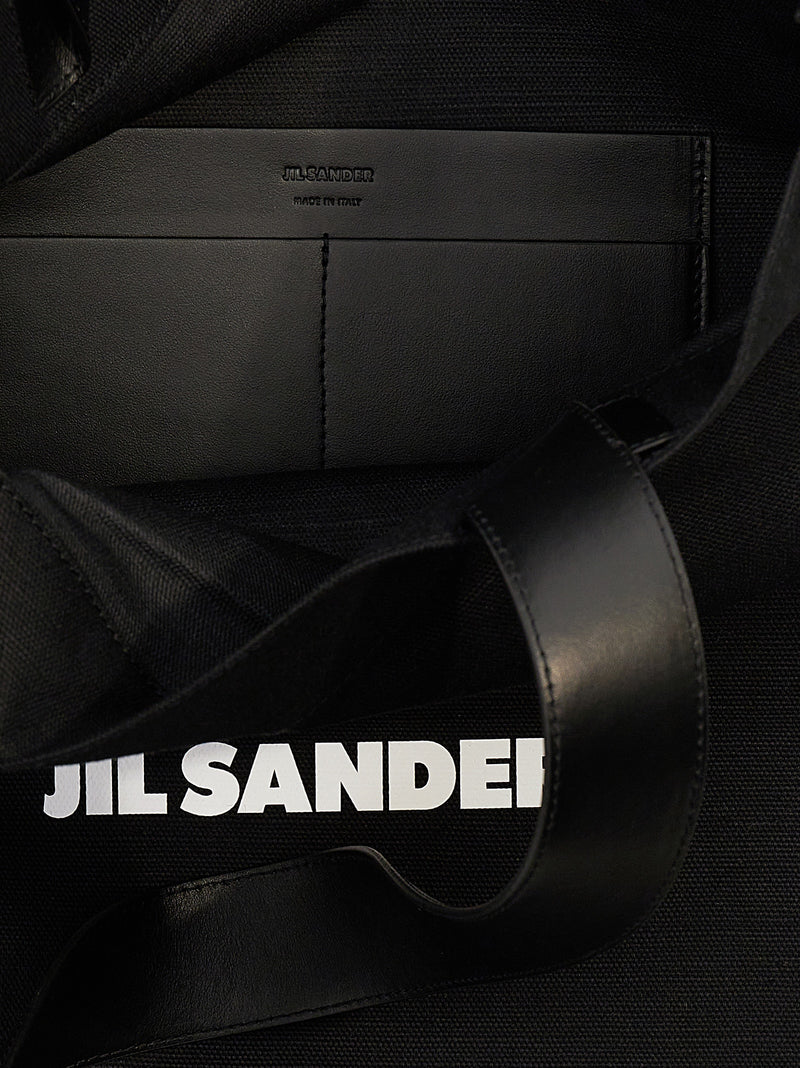 Jil Sander Black Cotton Tote Bag - Flat Shopper