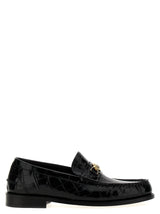 Mocassins à enfiler en cuir et velours noir Versace