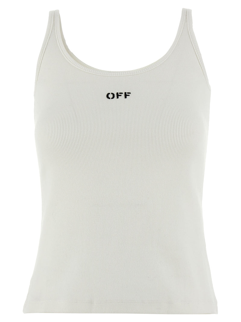 Off-White White Cotton Sleeveles T-Shirt