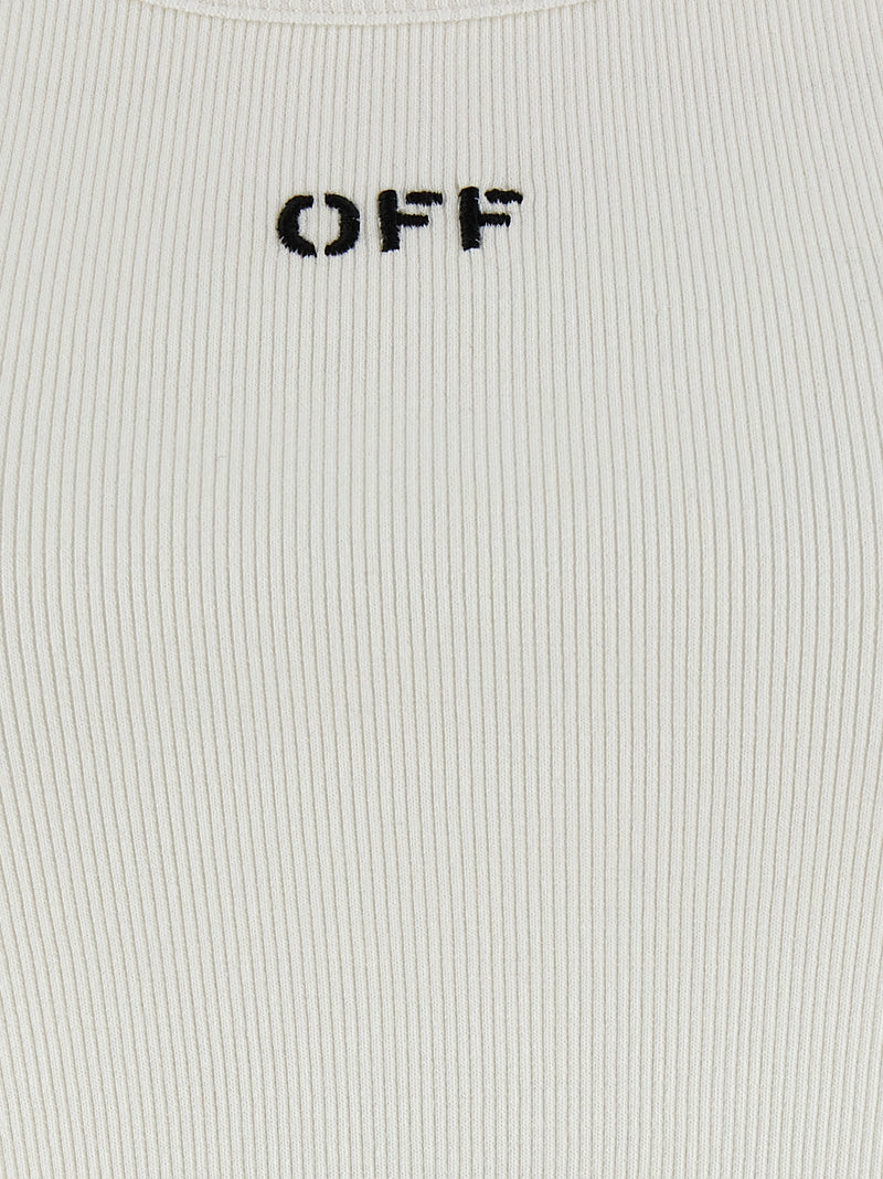 Off-White White Cotton Sleeveles T-Shirt