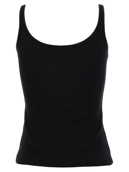 Off-White Black Cotton Sleeveles T-Shirt