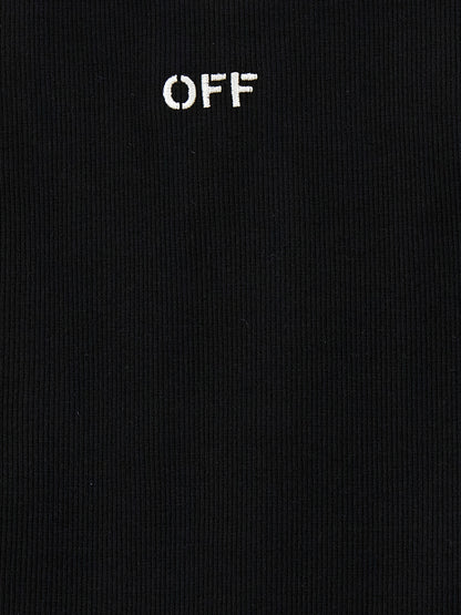 Off-White Black Cotton Sleeveles T-Shirt