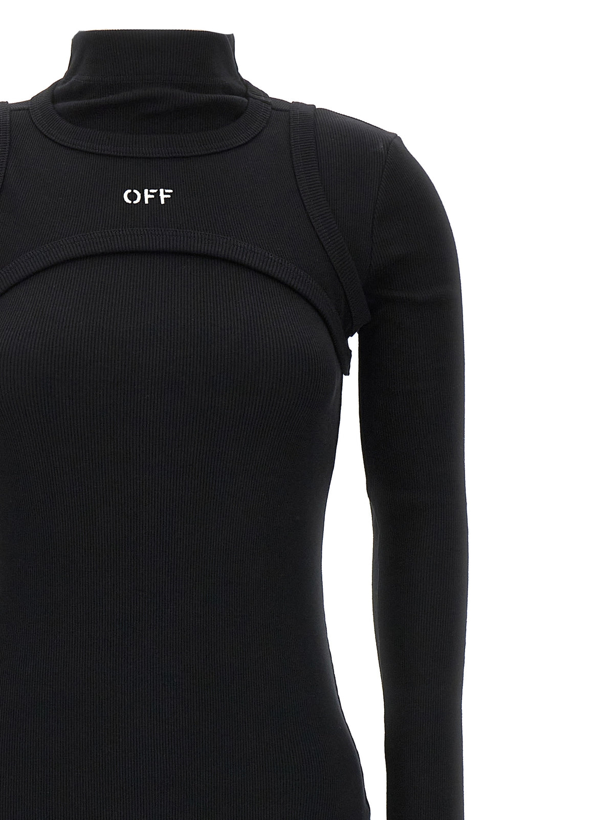 Off-White Black Cotton Midi Dress
