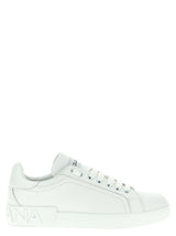Dolce & Gabbana White Calfskin Portofino Low Top Sneakers