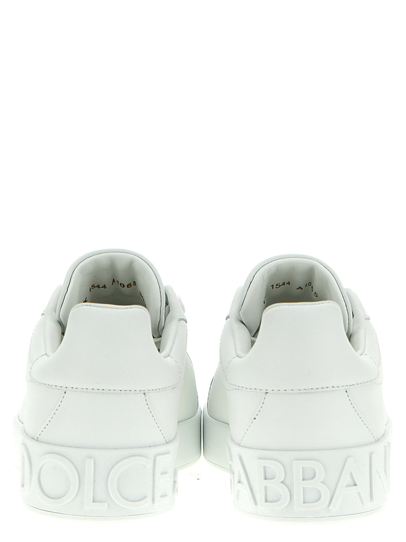 Dolce & Gabbana White Calfskin Portofino Low Top Sneakers