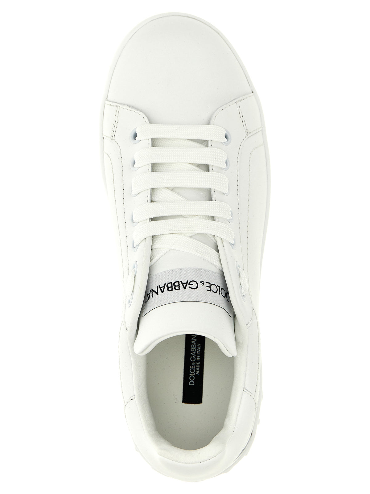 Dolce & Gabbana White Calfskin Portofino Low Top Sneakers