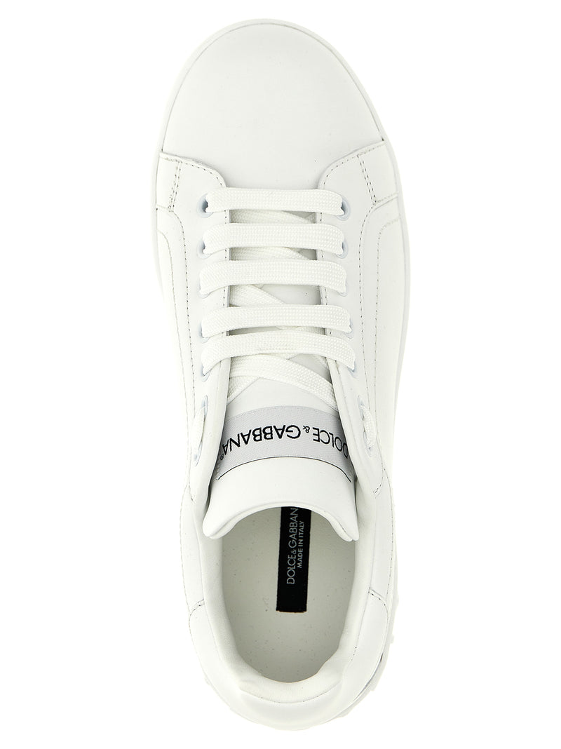 Dolce & Gabbana White Calfskin Portofino Low Top Sneakers