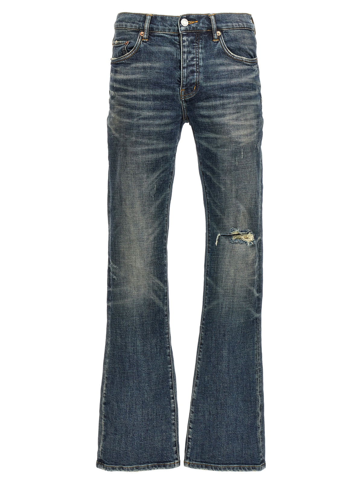 Jeans évasé en coton bleu-violet