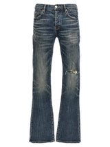 Jeans évasé en coton bleu-violet