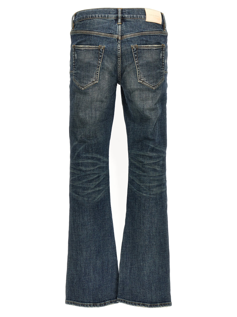 PURPLE Blue Cotton Flared Jeans - Bold Stretch Denim