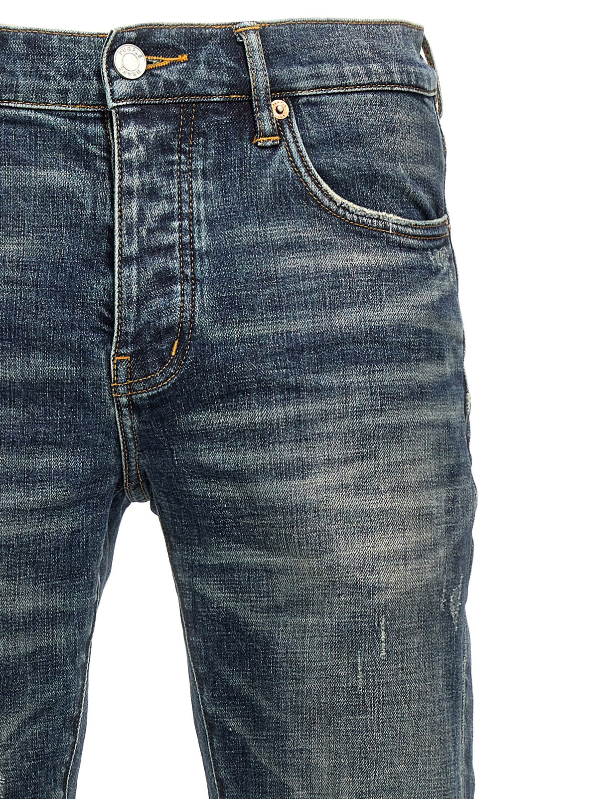 Jeans évasé en coton bleu-violet