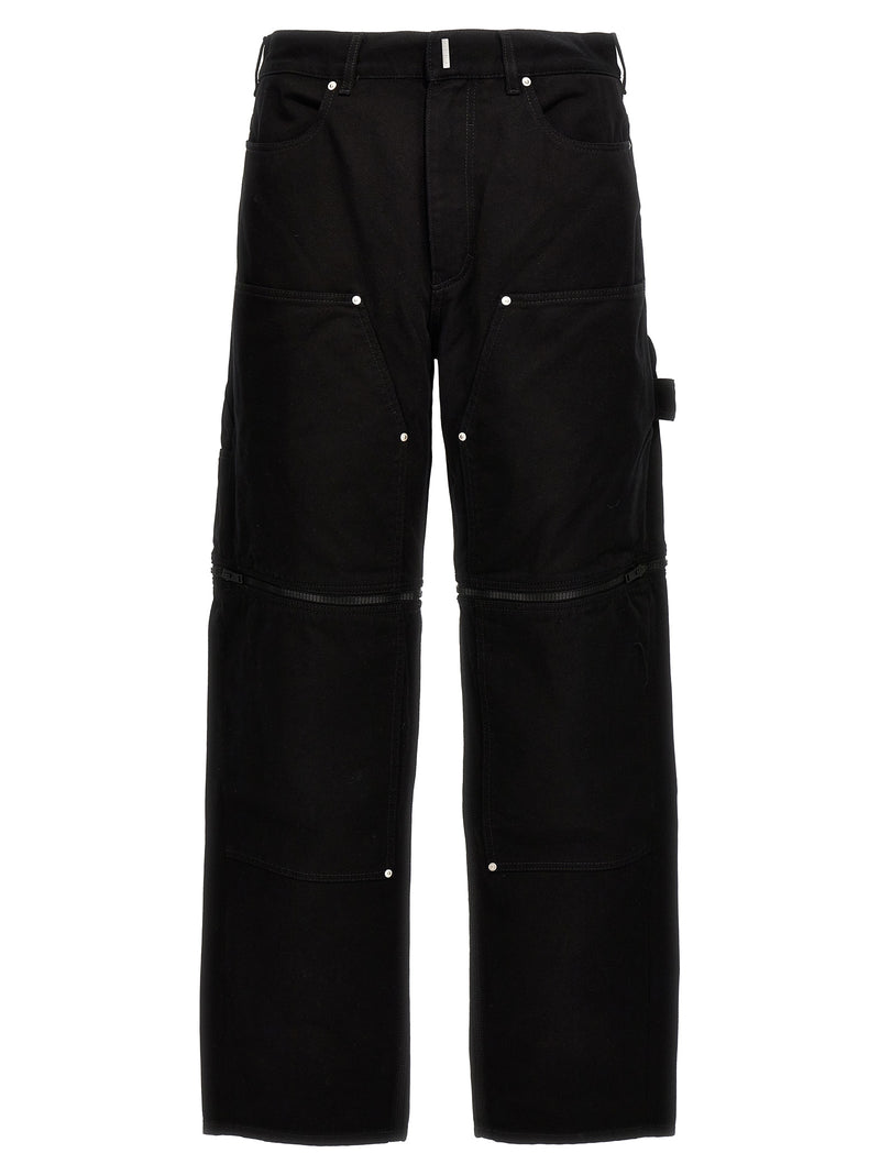 Givenchy Black Cotton Zip Off Carpenter Jeans