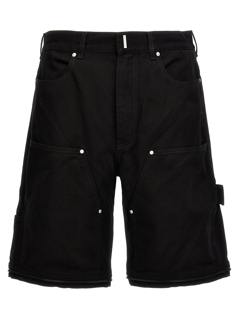 Givenchy Black Cotton Zip Off Carpenter Jeans