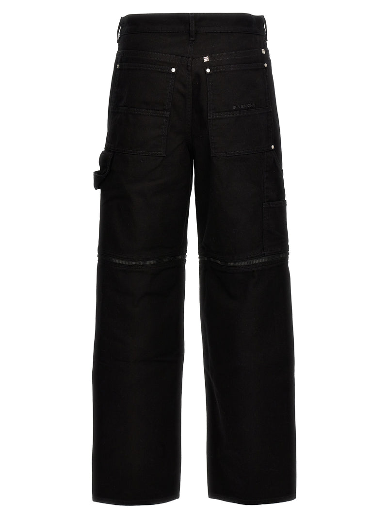 Givenchy Black Cotton Zip Off Carpenter Jeans