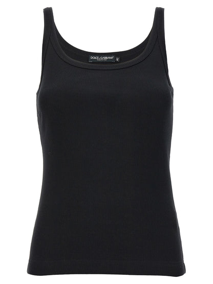 Dolce & Gabbana Black Cotton Tank Tops