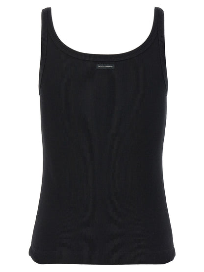 Dolce & Gabbana Black Cotton Tank Tops