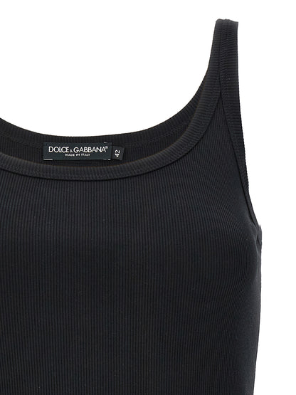 Dolce & Gabbana Black Cotton Tank Tops
