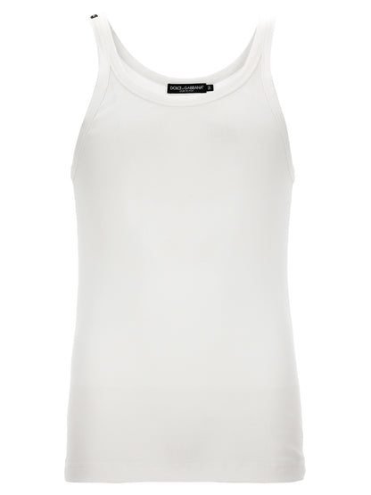 Dolce & Gabbana White Cotton Tank Tops