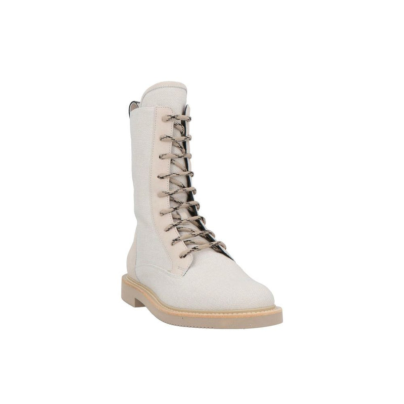 Bottes à lacets Brunello Cucinelli en coton beige