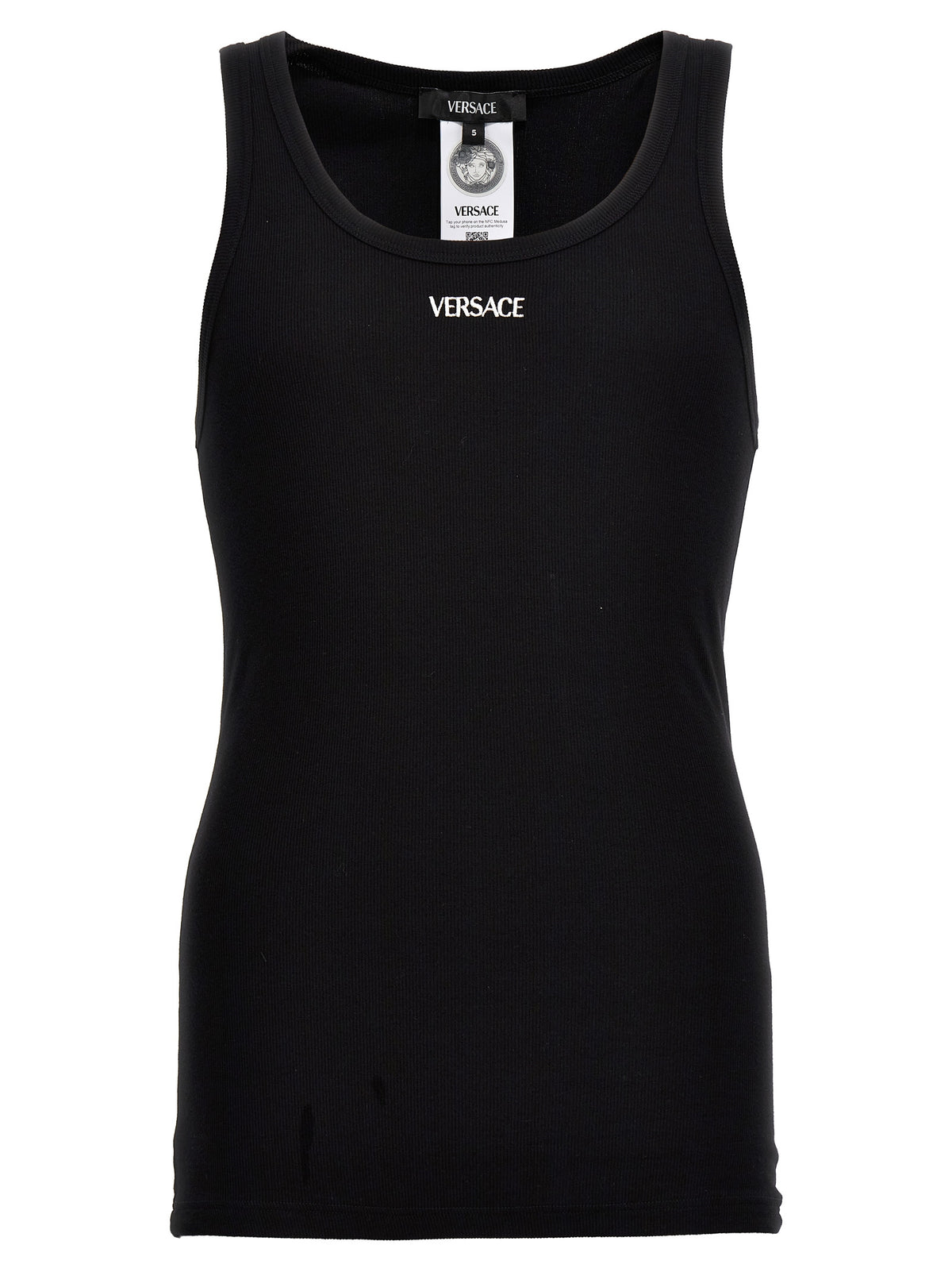 T-shirt sans manches Versace en coton noir