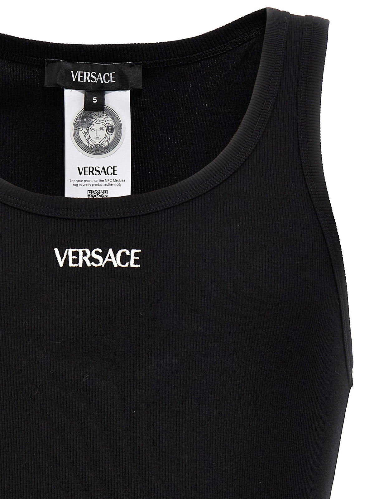 T-shirt sans manches Versace en coton noir