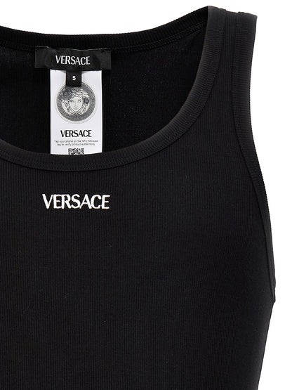 Versace Black Cotton Sleeveles T-Shirt