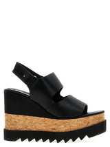 Sandales compensées Stella McCartney en polyester noir