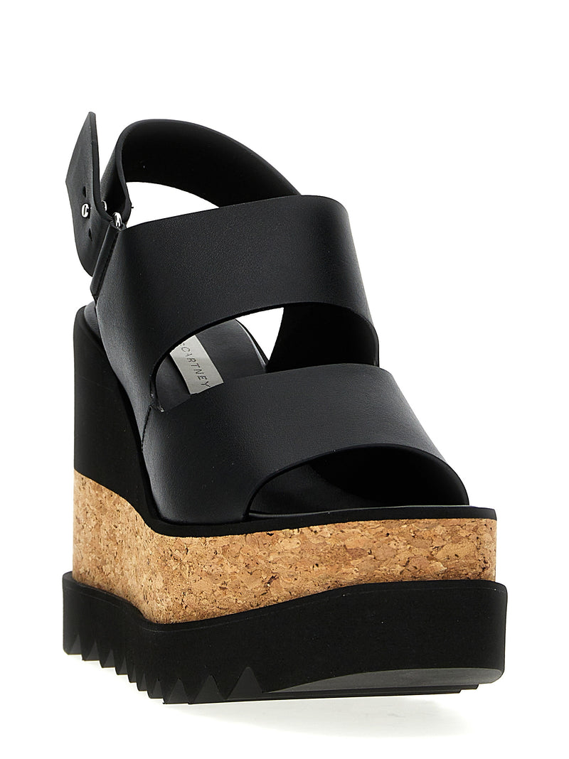 Sandales compensées Stella McCartney en polyester noir