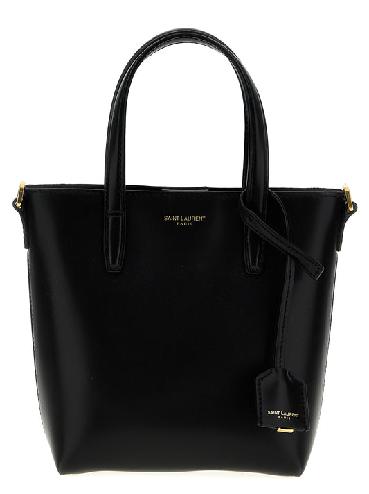 Sac cabas Saint Laurent en cuir de veau noir