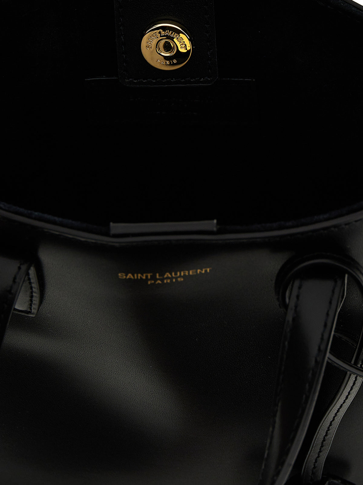 Sac cabas Saint Laurent en cuir de veau noir