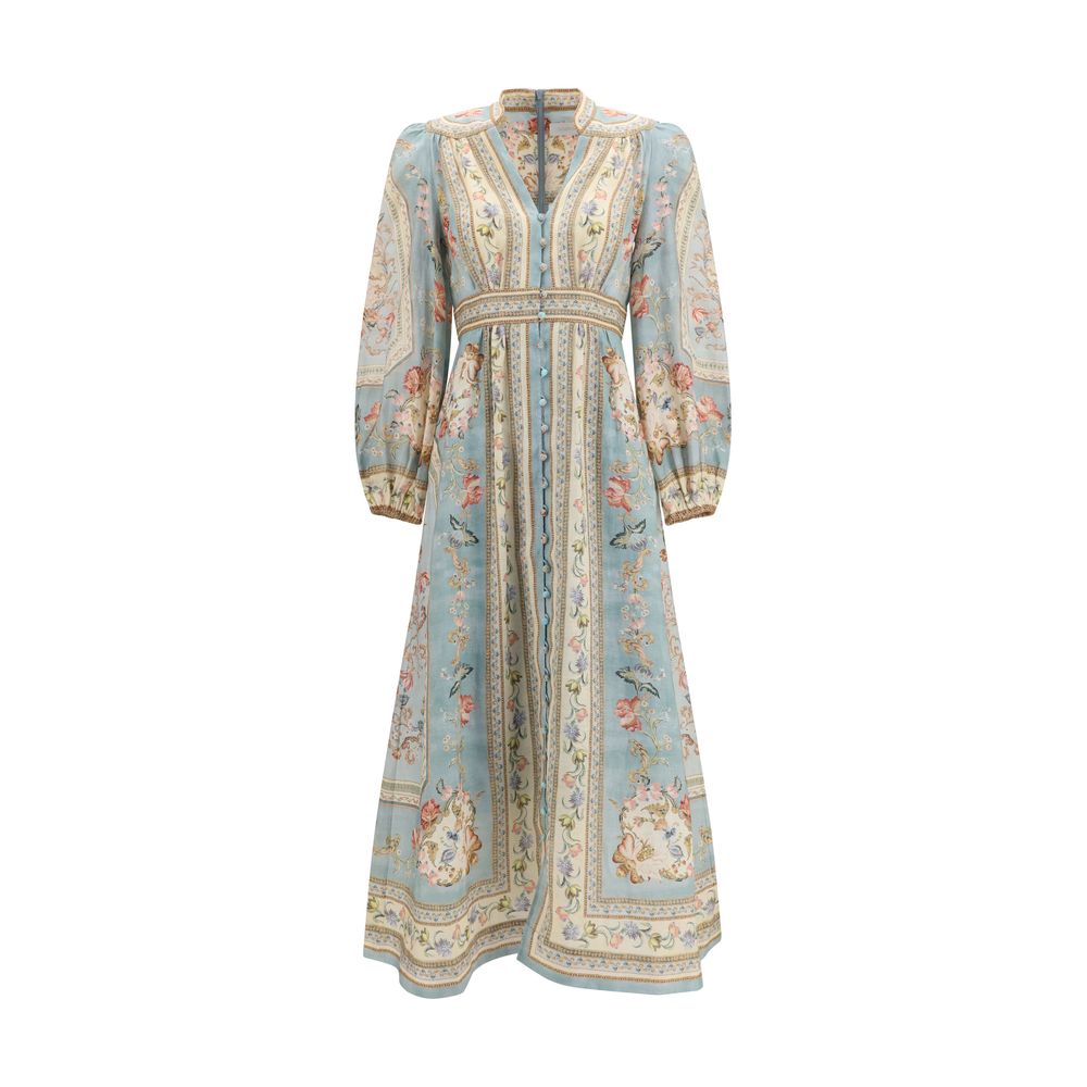 Zimmermann Roselight Multicolor Linen Midi Dress
