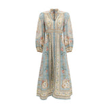 Zimmermann Roselight Multicolor Linen Midi Dress