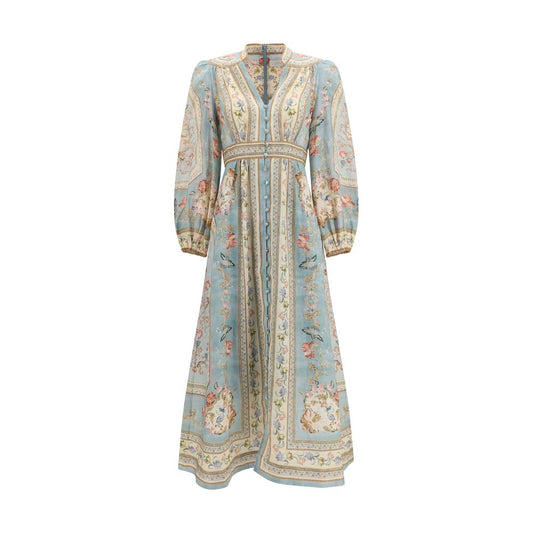 Zimmermann Roselight Multicolor Linen Midi Dress