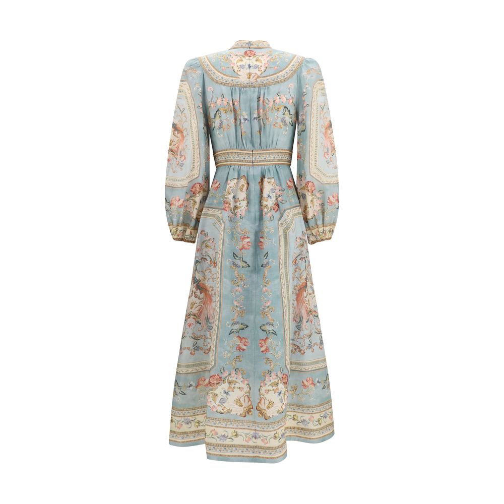 Zimmermann Roselight Multicolor Linen Midi Dress