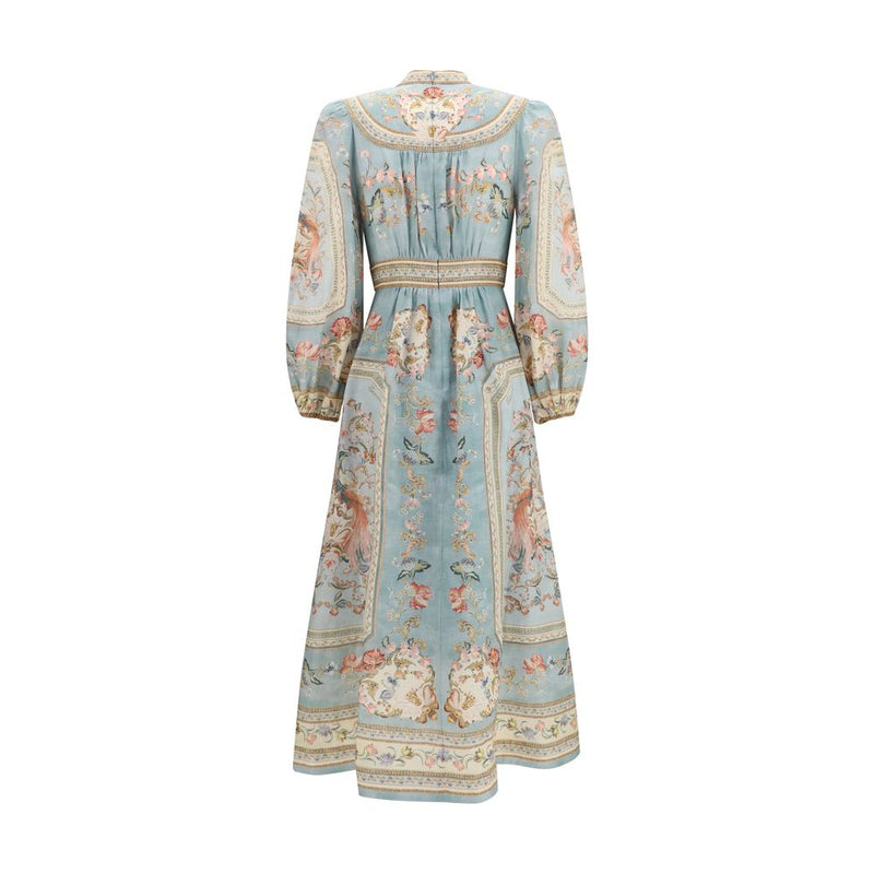 Zimmermann Roselight Multicolor Linen Midi Dress