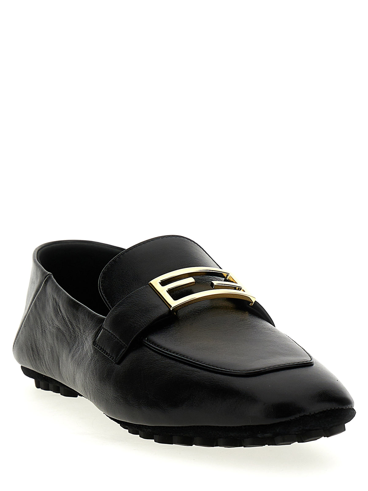 Fendi Black Lamb Leather Slip-On Loafers - Baguette Collection
