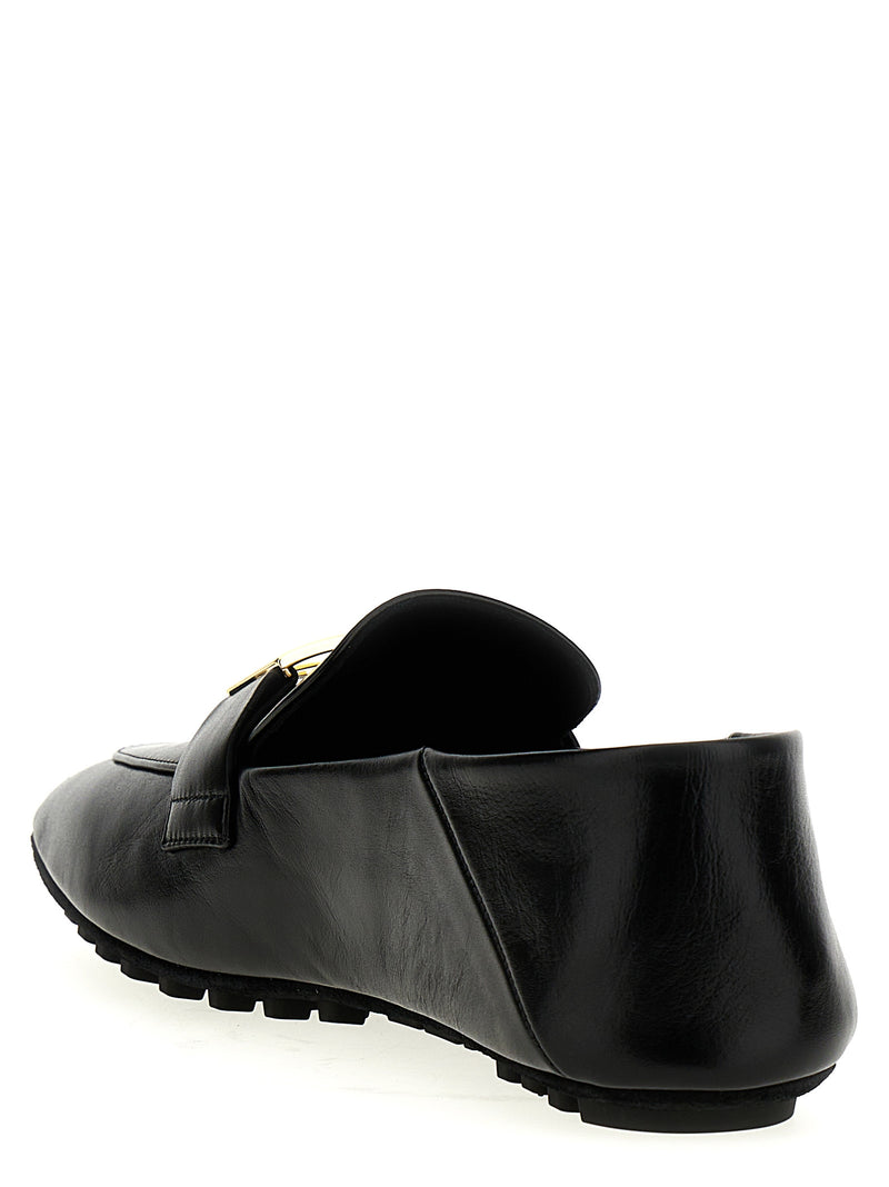 Fendi Black Lamb Leather Slip-On Loafers - Baguette Collection